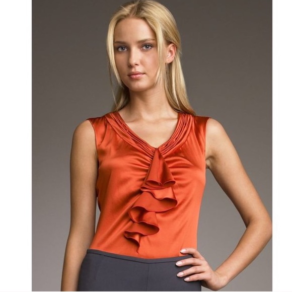 Armani Collezioni Ruffle-Front Silk Blouse Authentic - Picture 12 of 14